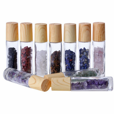 Bottle Cap Wood 5ml Roll On Bottles Refillable Gemstone Essential Oil Roller Bottles
